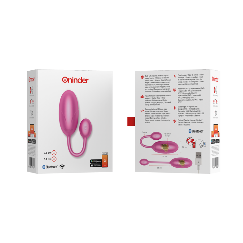 ONINDER Tokyo Huevo Vibrador Rosa 7.5x3.2cm con App | Nox Placer